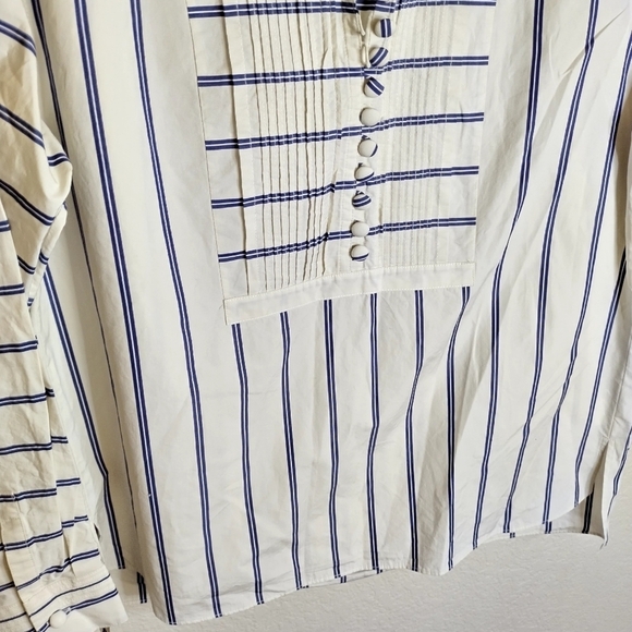 Lafayette 148 New York Striped Pintuck Button-Down Blouse Sz M - Picture 5 of 9